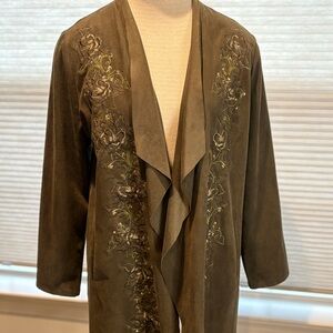 Chico's Easy Fit Embroidered Sueded Jacket